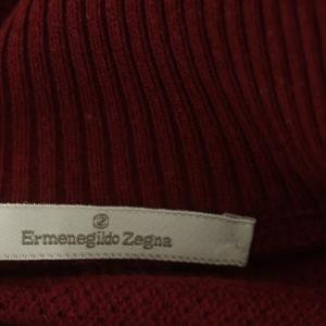 Ermenegildo Zegna カシミヤ ハーフジップ ニットプルオーバー セーター エルボーパッチ 長袖 XL レッド