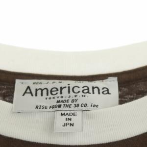 AMERICANA vivant tee カットソー Tシャツ 半袖 ロゴ刺繍 クルーネック 茶 白 ブラウン ホワイト