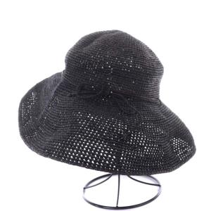 HELEN KAMINSKI ラフィアハット つば広帽 帽子 リボン ブラック