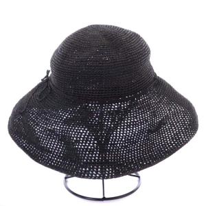 HELEN KAMINSKI ラフィアハット つば広帽 帽子 リボン ブラック