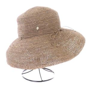 HELEN KAMINSKI ラフィアハット 帽子 麦わら帽子 リボン グレージュ