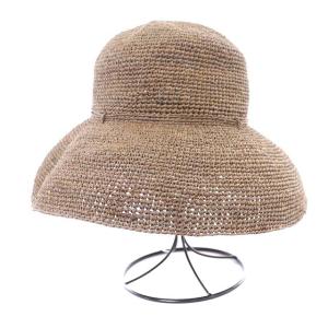 HELEN KAMINSKI ラフィアハット 帽子 麦わら帽子 リボン グレージュ