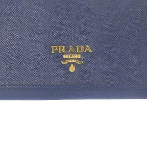 PRADA 長財布 レザー ロゴ 二つ折り ブルー