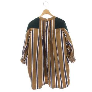 sacai 20SS コットンポプリンプルオーバーブラウス シャツ 切替 ニット バックボタン 2 ベージュ
