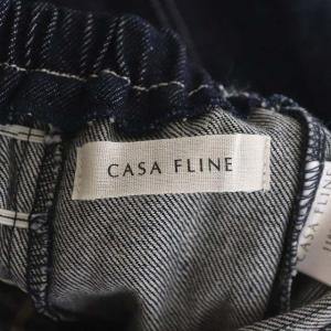 CASA FLINE フロントホックデニムワンピース ロング 切替 プリーツ F 紺 ネイビー