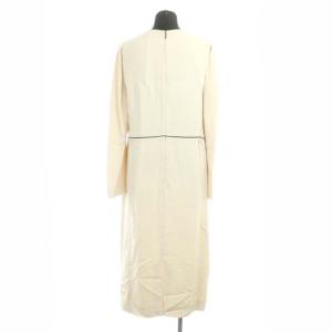 LANVIN ツートーンロングワンピース 長袖 クルーネック 38 白 ホワイト 黒 ブラック