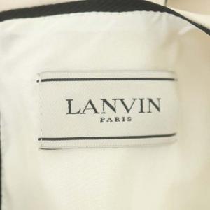 LANVIN ツートーンロングワンピース 長袖 クルーネック 38 白 ホワイト 黒 ブラック