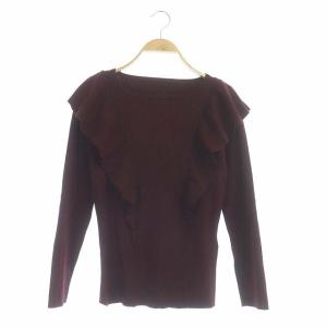 20AW 袖フリルニット カットソー 長袖 クルーネック プルオーバー 36 ボルドー