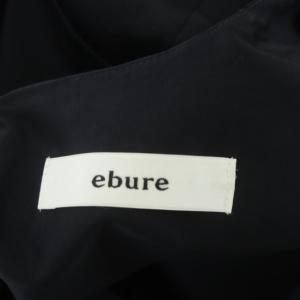ebure バルーンスリーブ スキッパー ブラウス プルオーバー 七分袖 キーネック 38 黒 ブラック