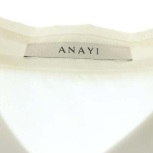 ANAYI 22SS タイプライターラッフル ブラウス シャツ 半袖 前開き ショート丈 比翼ボタン 38 白 ホワイト