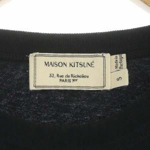 Maison Kitsuné ペイント プリントTシャツ カットソー 半袖 クルーネック S 黒 白 ブラック ホワイト