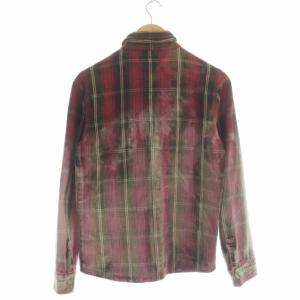 glamb シャツ 長袖 加工 チェック柄 胸ポケット 1 赤 レッド