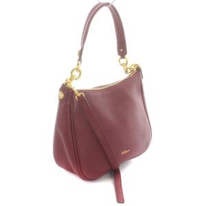 FURLA COMETA  HOBO ショルダーバッグ ハンドバッグ 2way ロゴ レザー 赤 レッド