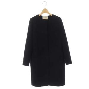 UBCE W/ALP シャギー ノーカラーコート ロング アルパカ混 36 ブラック