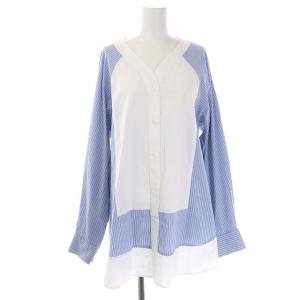 ENFOLD 21AW シャツ ニットプルオーバー ストライプ 38 水色