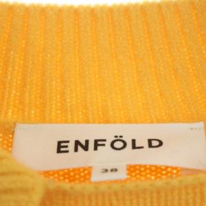 ENFOLD 21AW スリットニット セーター チュニック 長袖 プルオーバー デザインモックネック 38 オレンジ