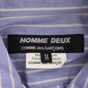 Comme des Garçons Homme Deux ドットストライプ 半袖シャツ 切替 胸ポケット M ピンク ライトブルー ホワイト