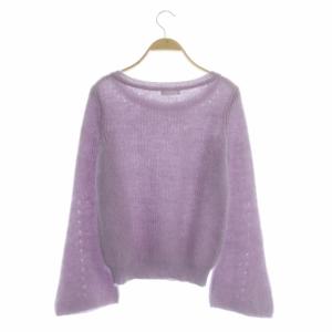 EPOCA THE SHOP シャギーニット カットソー ラウンドネック モヘヤ ウール混 ストレッチ 長袖 40 パープル