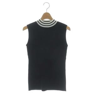 レーヨンニットタンクトップ カットソー ノースリーブ プルオーバー 38 黒 白 ブラック ホワイト