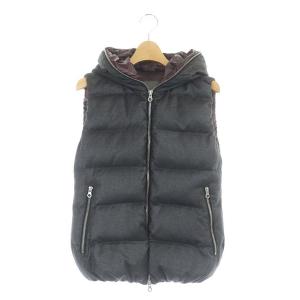 FEBEDUE ダウンベスト 中綿ベスト ジップアップ フード 38 グレー