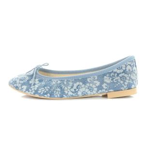 Repetto バレエシューズ パンプス フローラル デニム 36 ブルー