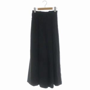 ウエストギャザーワイドガウチョパンツ タック S ブラック