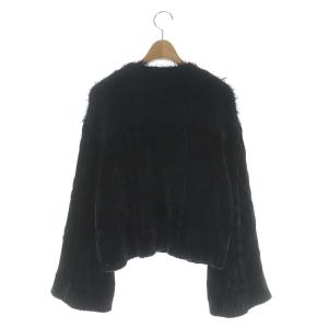 Ameri VINTAGE 切り替えシャギーニット セーター 長袖 ブラック