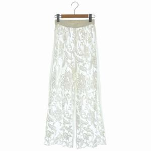 MEDI EMBROIDERY TULLE PANTS レースパンツ ワイド ストレート イージー シアー S 白 ホワイト