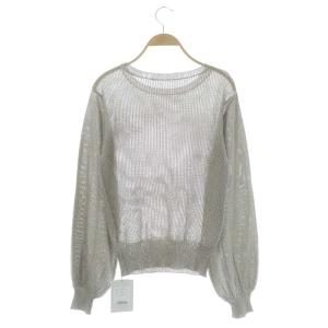 Ameri VINTAGE SPARKLE LAME KNIT ラメニット カットソー 長袖 F グレージュ シルバー OS SH