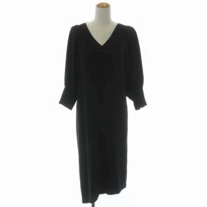 Ameri VINTAGE FAIRY TAIL DRESS ワンピース ロング Iライン 八分袖 Vネック S 黒 ブラック