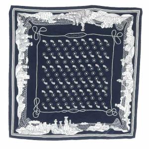 スカーフ カレ55 峡谷から星たちへ les canyons etoiles シルク 紺