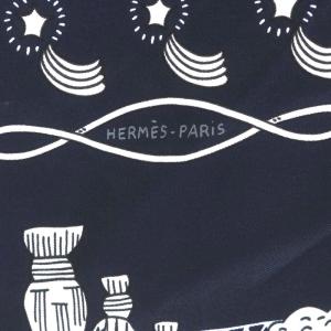HERMES スカーフ カレ55 峡谷から星たちへ les canyons etoiles シルク 紺