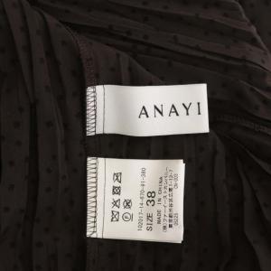 ANAYI 20SS スクエアドットプリントプリーツワンピース ロング ノースリーブ 水玉 キャミソール付き ウエストリボン付き 38