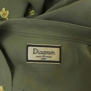 Diagram GRACE CONTINENTAL ジョーゼットフラワーシャツワンピース 長袖 前開き 刺繍 キャミソール付き ベルト付き 36 カーキ