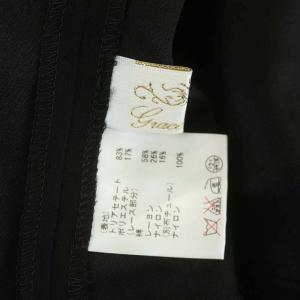 Grace Class ボーダー切替ワンピース ロング ミモレ丈 長袖 九分袖 レース切替 ペチコート付き 36 ブラック