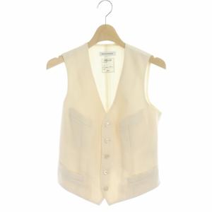 ウールベスト ジレ 前開き 切替 コットン XS アイボリー