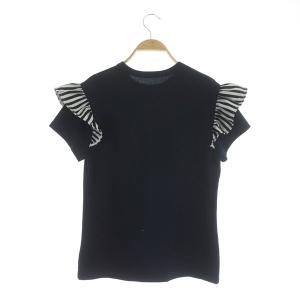 BORDERS at BALCONY 22SS POPUP 限定Tシャツ カットソー 半袖 フリル ボーダー 切替 38 ネイビー