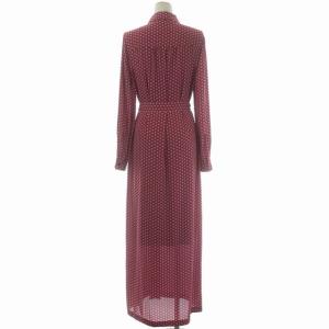 DIANE von FURSTENBERG ワンピース シャツワンピース ロング 長袖 前開き 総柄 キャミソール付き リボンベルト付き 4 赤 レッド グレー 黒