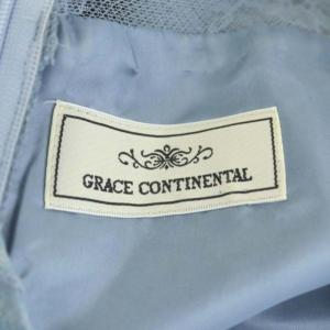 GRACE CONTINENTAL ビジューベルトワンピース ひざ丈 レース 七分袖 切替 36 ライトブルー