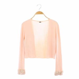 シルクニットボレロ カーディガン 長袖 ショート M ピンク