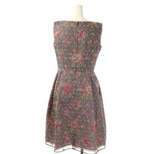 TOCCA 花柄刺繍 ノースリーブ ワンピース フレア ひざ丈 タック 総柄 0 マルチカラー