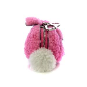 LOEWE Bunny Charm コインケース バッグチャーム キーホルダー ファー バイカラー ピンク 