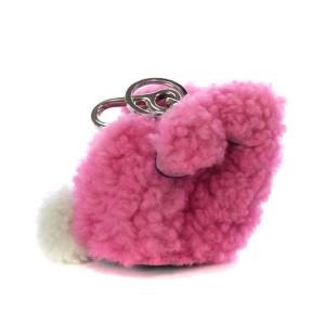 LOEWE Bunny Charm コインケース バッグチャーム キーホルダー ファー バイカラー ピンク 