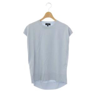 Theory 22SS COMPACT CREPE COCCOM PO プルオーバー ニット カットソー フレンチスリーブ S 水色 ライトブルー