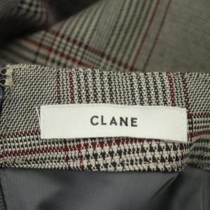 CLANE グレンチェック ロングワンピース 長袖 フリル 2 グレー ボルドー ブラック