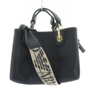EMPORIO ARMANI ショルダーバッグ 2way レザー ブラック べージュ
