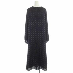 MUVEIL 小花柄 ワンピース ロング 長袖 40 ネイビー レッド イエロー