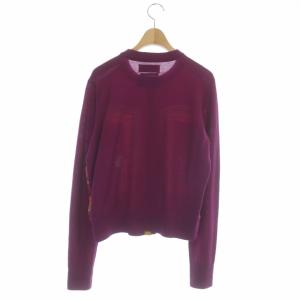 MUVEIL スカーフ 切り替え カーディガン ニット 長袖 金ボタン 36 ワイン