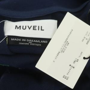 MUVEIL アネモネモチーフポロシャツ 半袖 38 ネイビー