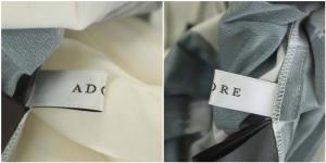 ADORE 22AW ブラッシュプリントスカート セミフレア アシンメトリー ロング 38 オフホワイト 黒